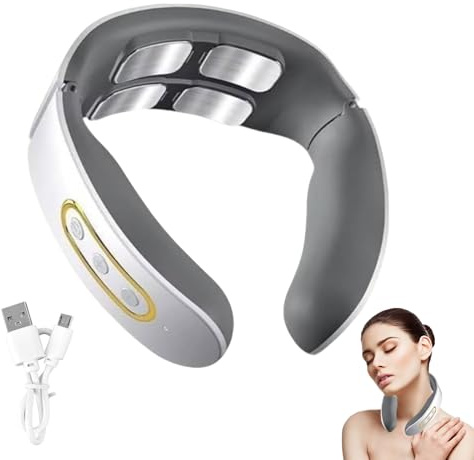 Massage Cervical - Appareil de Massage Cervical Portable avec Chauffage, 6 Modes & 9 Intensités Accueil Masseur | Massage Nuque et Épaules | Idéal Bureau, Voyage et Cadeau (Blanc)