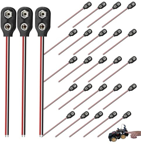 40 Pieces 9V Battery Snap Connector,T-type Hard Shell Snap On Battery Clips With 15cm Colour Coded Wires For 9V T- Shape Battery Snap Connector