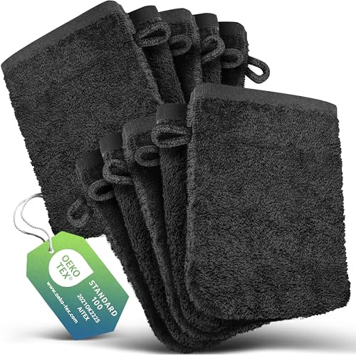 slummer Waschhandschuh 20er Set 100% Baumwolle Frottee 15x21 cm Waschlappen | anthrazit Oeko-Tex Zertifiziert 500g anthrazit Oeko-Tex Zertifiziert 500gsm Seifhandschuh Badtextilien