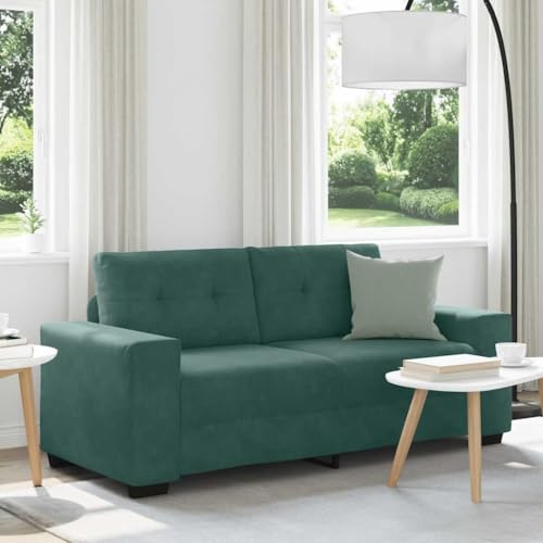 HETFTJN Zweisitzer-Sofa Dunkelgrün 181x77x82 cm Samt Recamiere mit Holz-Armlehnen Komfortabel Robust und Modern für Wohnzimmer Schlafzimmer Büro und Balkon