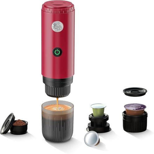 BENFUCHEN Machine à expresso portable 3 en 1 à 19 bars avec chauffage automatique, compatible avec les capsules NS et DG ainsi que le café moulu pour le camping, la randonnée, les voyages et la maison