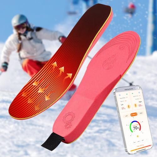 35-46 App-Steuerung Beheizbare Sohlen, Heizsohlen für Schuhe mit Akku, 3 Temperaturstufen Einstellbar, Zuschnittfähig, Thermosohlen für Camping Ski Jagd Wandern (35-40)