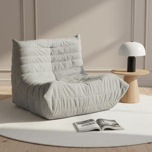 AIMSTYTO Bean Bag Chair for Adults - Comfy Ergonomic High-Resilience Medium Size Bean Bag Sofa for Bedroom Living Room, Gaming & Reading, Single Lounge Sofa for Indoor Use (Grey)