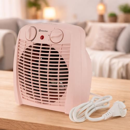 M mimotec - Calefactor Eléctrico Pink Comfort 2000W Mimotec, Calefacción Portátil de Suelo, Doble Potencia 1000/2000W, Bajo Ruido <53 dB, IP20, para Estancias hasta 20 m131