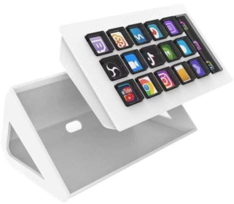 YAJBHnzpt Tastiera virtuale con Stream Deck a 15 tasti, pulsante LCD, controller per la creazione di contenuti live personalizzabile, compatibile con la tastiera in regalo (White)