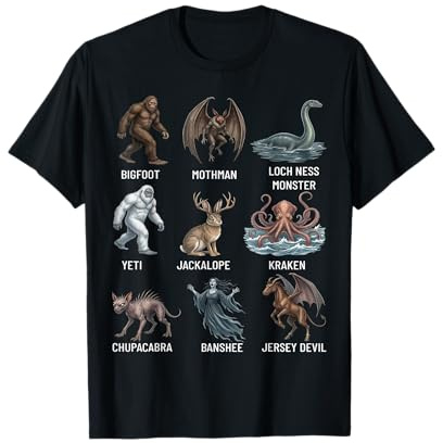 Cryptids Chart Cryptid Folklore Mythical Creatures T-Shirt