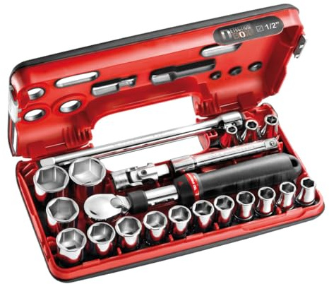 FACOM Coffret Cliquet Extensible 1/2  Detection Box Métriques 6 Pans - 21 Pièces - SXL.DBOX1PB
