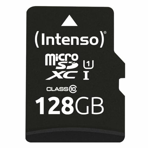 Intenso Premium Scheda di Memoria microSDXC da 128 GB Class 10 UHS-I (con Adattatore SD), Nero