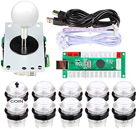 EG starts codificador de juegos clásicos de Arcade Cabinet Kit USB a PC Joystick Mango + 5 V luces LED Pulsadores para Arcade Juego de PC bricolaje Proyecto & Mame & Raspberry Pi Bricolaje partes,