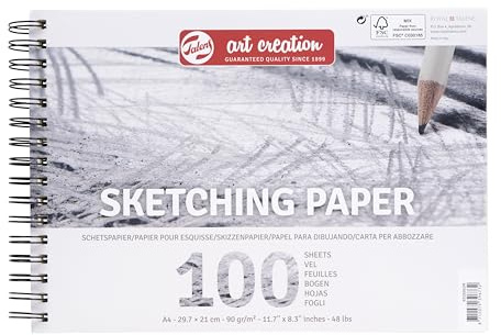 Talens Art Creation Skizzenpapier - A4 90 g - 100 Blatt - Ringgebunden - Ideal für Künstler