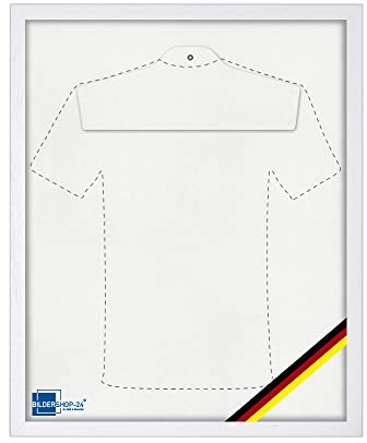 Bildershop-24 Objektrahmen Trikotrahmen aus Massivholz VARIO36 WM inkl. Bügel, Deutschland Banner und Passepartout 60x80cm Weiß matt (lackiert) Geschenk Papa Freund