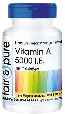 Fair & Pure® - Vitamina A 5000 U.I. - Acetato de Retinol - Vegano - Alta pureza - 180 Comprimidos