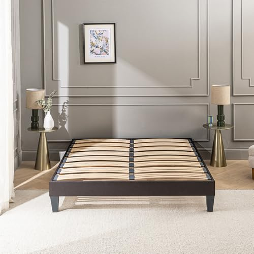 Olympe Literie | Sommier à Lattes en Bois 140x200 cm avec Pieds – Cadre de Lit Robuste et Stable – Hauteur 30 cm – Facile à Monter – Gris Anthracite