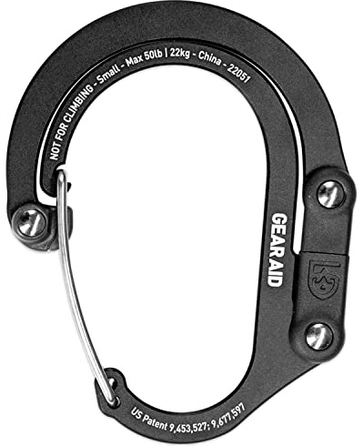GEAR AID HEROCLIP Moschettone e Gancio (Piccolo) per Borsa, Passeggino e Zaino, Nero