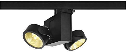 SLV 3-Phase System spot TEC KALU Double/LED 3-Phase Spotlight, spot, Ceiling Spotlight, Ceiling Light, Track System, Indoor Lighting / 3000K 31W 1900lm Black dimmable 60 Degrees