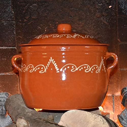 Kochtopf aus Terrakotta, verziert, 10 l