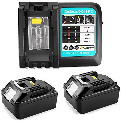 Chargeur de Rechange 3 A avec 2 Batteries 18 V 4,0 Ah pour Radio de Chantier mak DMR100 DMR110 DMR108 DMR107 DMR109 BMR100 BMR102 DMR101 DMR103B BMR104 DMR104 DMR105 DMR106 DMR102