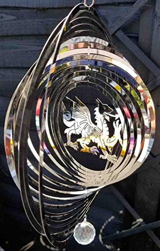 Stainless Steel Wind Spinner - 3D Mobile - Welsh Dragon Spinner