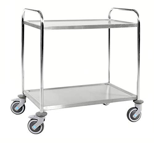 Edelstahl-Servierwagen mit 2 Böden 910 x 590 x 965 mm, Traglast: 100 kg, C3