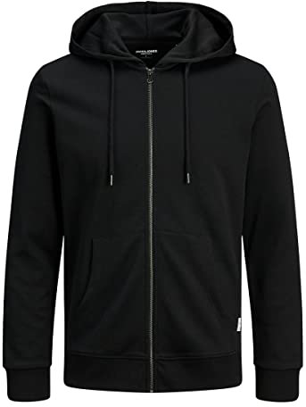 JACK & JONES Homme Jjebasic Zip Hood Noos Cardigan Sweater, Noir, L EU