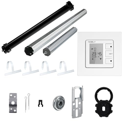 NOBILY Rolladen-Komplett-Set elektronischer Maxi-Rolladenmotor PE5 20/15-60 (Zugkraft 20Nm/50kg) für 60mm Achtkantwelle + Zeitschaltuhr ZS1 + Mechanik-Set bis zu einer Gesamtlänge von 1,50 Meter