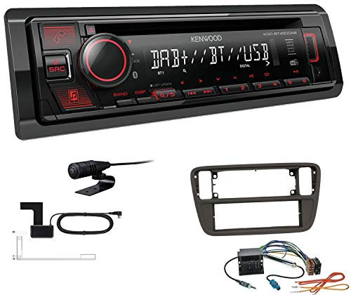 Kenwood KDC-BT450DAB 1-DIN DAB Autoradio Bluetooth CD USB AUX Einbauset passend für Skoda Citigo ab 2011 schwarz