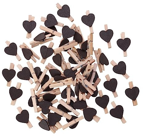 Toddmomy Lot de 50 Mini Clips Photo Amour en Bois Petites Pinces À Linge pour Photo Carte Et Peinture Accessoires De Fixation pour Décoration Maison Et Boutique