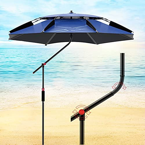 Refue 220 cm Parasol pour Plage Jardin Terrasse Balcon Pêche et Piscine, Hauteur réglable & Tige Rotative, Portable Housse de Protection Bleu 240 cm (Size : 220CM)