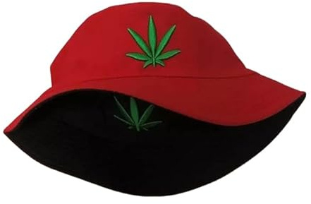 YUHOOE Unisex Sonnenhut Fischerhüte,Bucket Hat Cap Marihuana Weed Stickerei Blatt Cannabis Doppelseitiger Fischerhut Faltbarer Sommer Outdoor Sonnenhut Für Männer Frauen Jugendliche