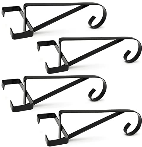 MIVIDE 4 Pack Hanging Basket Bracket for Concrete Post, Wall Hanging Basket Brackets, Concrete Post Brackets, Metal Wall Bracket for Hanging Basket Bird Feeders