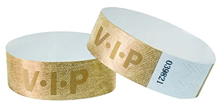 L LIKED 100 Pcs VIP Numbered Neon Wristbands for Events (Gold) | Waterproof Paper Neon Wristbands Party Bands Entrance Wristbands for Events Music Festival Concert Contest