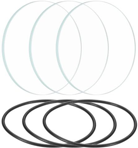 PATIKIL 1.7 Diamètre LED Lentille, 3 Ensemble Polished Bord Lampe Torche Verre Lentille avec Silicone Anneau pour luminaire Source Lentille Remplace, Transparent, Noir