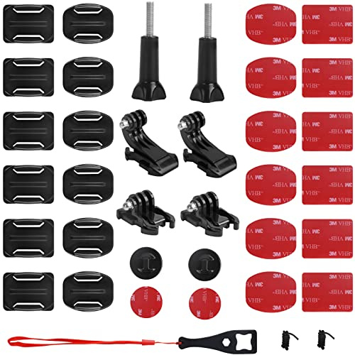MINISOISO Casco Cámara, 33 Piezas Soporte Curvado y Plano, Adhesivo de Montaje Compatibles con GoPro Hero 4/5/6/7/8 y Otras Cámaras de Acción