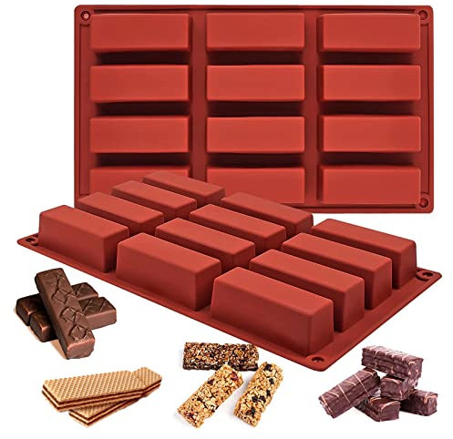 Moule Silicone pour Barres de Céréales à 12 Cavités - Haute Qualité pour Pain, Gâteaux, Chocolat, Puddings et Biscuits
