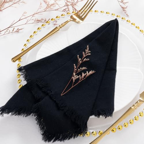 Socomi Leinenservietten, schwarz, Herbst, Erntedankfest, Stoffservietten, waschbar, Baumwolle, 43,2 x 43,2 cm, für Hochzeit, Party, Braut, Babyparty, Geburtstag, Tischdekoration, 10 Stück