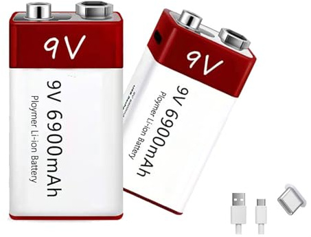 SSCYHT Batterie Rechargeable 9V 6900mAh câble Chargement USB Paquet 2 Paquet 3 Batteries Lithium li-polymère pour télécommande Jouet KTV multimètre Microphone Talkie-walkie,2pcs 9v6900mah