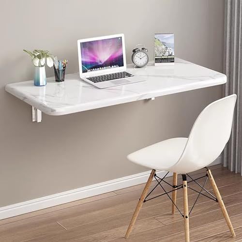 SKVSKV Wall Mounted Folding Table,Floating Wall Desk for Small Spaces,Functional Hanging Desk for Home Office Computer Workstation,Study Work Bench, Laundry Room, Kitchen Dining(White 31.5×19.7inch