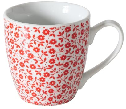 Arinosa Tasse Landhaus Kaffeebecher Jumbobecher Weiß Rot Blumen Keramik 480ml
