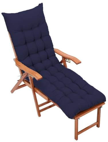 KYMMPL Sonnenliegen-Kissen mit Band, Gartenbankkissen, Sitzkissen, Gartenbank, Veranda, Schaukel, Stuhlkissen für alle Jahreszeiten, rutschfestes Sitzkissen, Marineblau, 110 x 40 cm