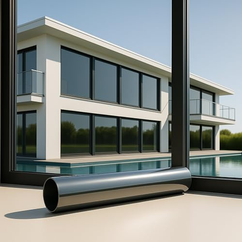 MARAPON® Spiegelfolie Fenster Sichtschutz [75x200 cm] Fensterfolie Sonnenschutz außen ohne Rückstände - Spiegelfolie Fenster Sichtschutz - Sonnenschutzfolie Fenster - Dachfenster verdunkeln