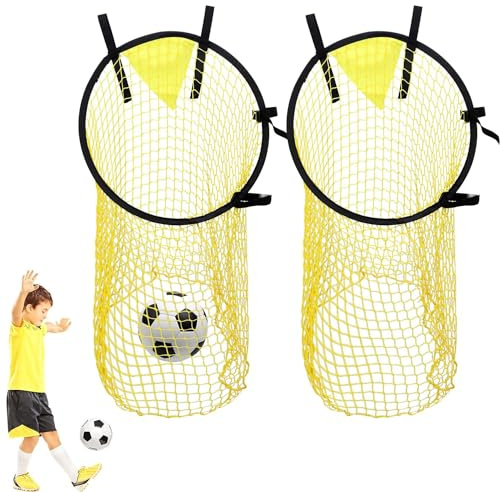 Bogoro Fußballtor Zielnetz,2Er Set Fussball Ziel, Mit Verstellbaren Riemen,Einfache Montage,Fußball-Zielübung,Top-Bins Fußball-Zielnetz Für Fussball Training Für Kinder Erwachsene (Gelb)