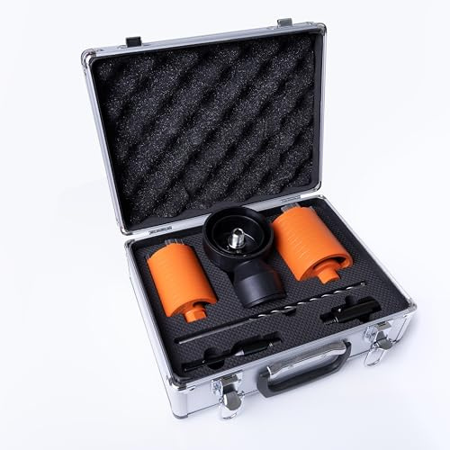 Weischer® - Diamantbohrkrone Kernbohrkrone Set Ø 68 & 82 mm mit SDS-Plus Aufnahme und Absaugung | Bohrkrone Steckdose | Dosenbohrer für Beton, Mauerwerk, Ziegel | langlebig & präzise | 90 mm Nutztiefe