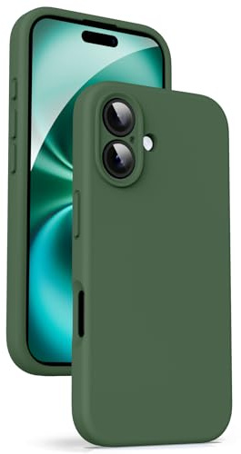 Supdeal Liquid Silikon Hülle für iPhone 16 – [Kamera Rundumschutz] [Kratzfeste integrierte Weiche Mikrofaser] 4 Schicht Vollschutz Stoßfest Gel Gummi Handyhülle, 6,1 Zoll, Grün