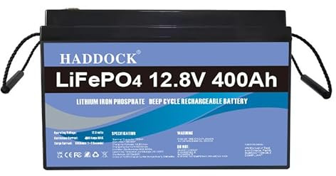 Batterie a Lunga Durata,Batteria Lifepo4 Batteria da 12V 400Ah, | batteria al litio ferro fosfato da 5000 cicli profondi, Adatto per il campeggio all'aperto e per impianti fotovoltaici.