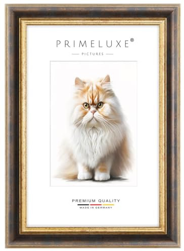 PrimeLuxe Barock Bilderrahmen nach Maß 50 x 150 cm in Blau Gold | Größe wählbar | mit entspiegeltem Acrylglas | Rahmen für Poster | Puzzle | Foto collage