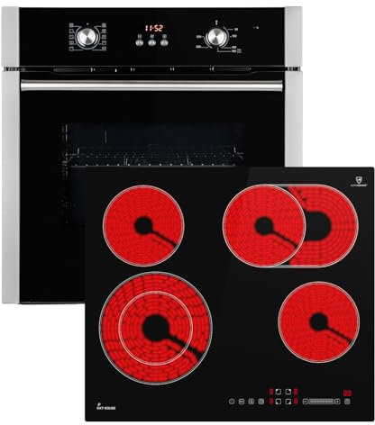 Cuisinière | 60cm Four encastrable BO8805SS | 59cm Plaque Eletrique CH5901RL | Gril | Air chaud | Timer automatique | Double Vitrage d'isolation thermique | Sécurité enfant | SET8805CH59RL