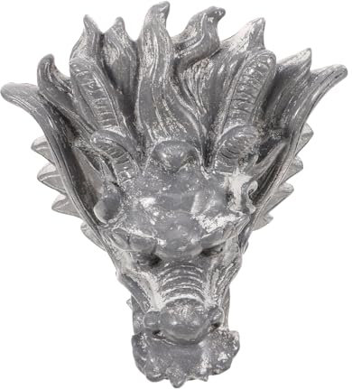 HOOTNEE Dragon Head Wandbrunnen Garten Dekoration Outdoor Wasserfall Mit Einzigartigem Drachen-Design Installieren Für Graue Steinoptik