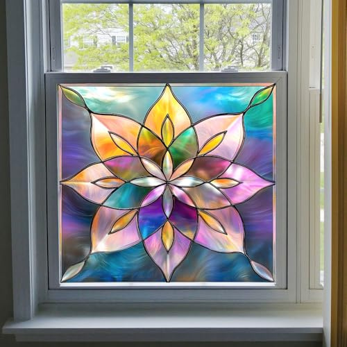 Fensterfolie Blickdicht 100X100CM Rosa, Gelb, Blau Fensterfolie Selbsthaftend Fenster Folie Blickschutz Sichtschutz Fenster Sichtschutz Sichtschutzfolie Fenster innen Blickdicht Uv-Schutz
