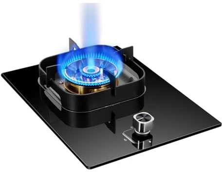 Cuisinière À Gaz Cuisinière Simple, Cuisinière À Gaz Naturel En Verre Trempé Noir 5,2 KW, Cuisinière À Gaz Liquéfiée De Bureau Intégrée, Avec Dispositif De Sécurité, Réglage À Plusieurs Vitesses(NG)