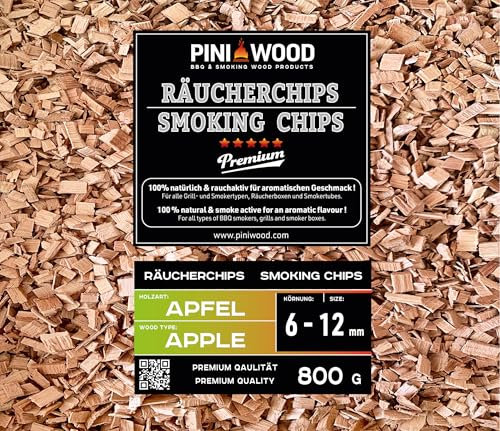 PINI 800 g Räucherchips Apfel 6-12 mm Smoking Chips Räucherspäne